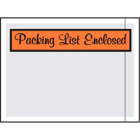 Panel Face Envelopes, "Packing List Enclosed" Print, Orange, 1000/Pack