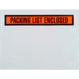 Panel Face Envelopes, "Packing List Enclosed" Print, 7"L x 5-1/2"W, Orange, 1000/Pack