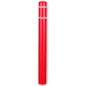 Bollard Cover, 4-1/2" Diameter X 64" Height, Red With White Tape