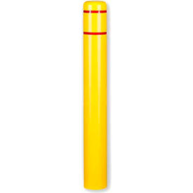 Bollard Cover, 7"Dia. X 72"H, Yellow W/Red Tape