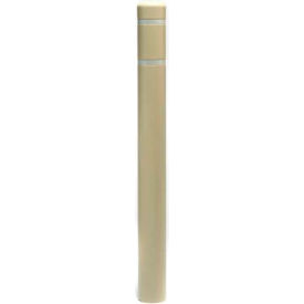 Bollard Cover, 4-1/2" Diameter x 52" Height, Beige with White Tape