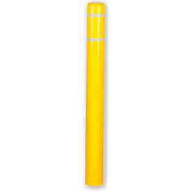 Bollard Cover, 4-1/2"Dia. X 64"H, Yellow With White Tape