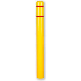 Bollard Cover, 4-1/2" Diameter x 64" Height, Yellow with Red Tape