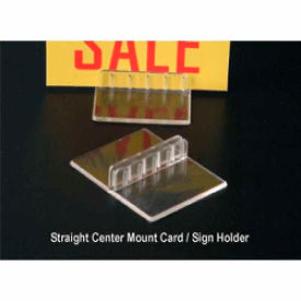 Straight Center Mount Sign/Card Holder, 2"W X 1-9/16"L, Crystal Clear Styrene