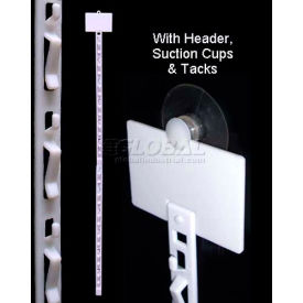 12 Station Clip Strip with Suction Cup and Header, 34-1/4"L, White