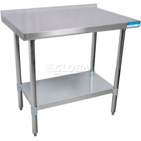 430 Stainless Steel Table, 24 x 24", Galv. Undershelf, 1-1/2" Backsplash, 18 Gauge
