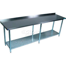 430 Stainless Steel Table, 84 x 24", Undershelf, 1-1/2" Backsplash, 18 Gauge