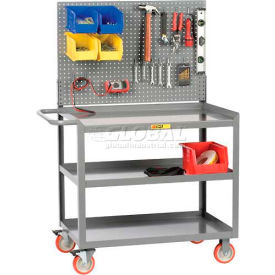 Mobile Workbench, 48 x 24", Pegboard Panel & 3 Shelves