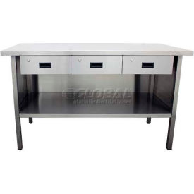 Stainless Steel Table, 72 x 30", 3 Drawers