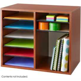 Wood Adjustable Literature Organizer - 12 Compartment