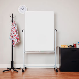 Mobile Reversible Magnetic Whiteboard - 36"W x 48"H - Steel - Silver Frame