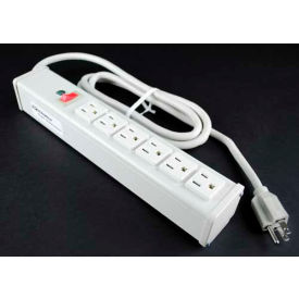 Power Strip W/Lighted Switch, 6 Outlets, 15A, 15' Cord, Putty