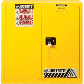 30 Gallon 2 Door Manual Flammable Cabinet 36"W x 24"D x 35"H Yellow