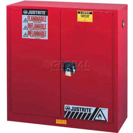 30 Gallon 2 Door Manual Flammable Cabinet, 43"W x 18"D x 44"H, Red