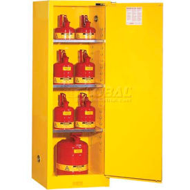 36 Gallon 1 Door, Manual, Slimline, Paint & Ink Cabinet, 23-1/4"W x 18"D x 65"H, Yellow