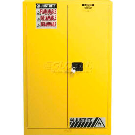 60 Gallon 2 Door, Self-Close, Paint & Ink Cabinet, 43"W x 18"D x 65"H, Yellow