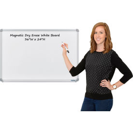Magnetic Whiteboard - 36"W x 24"H - Steel Surface
