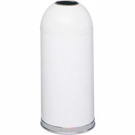 Steel Round Dome Top Trash Can with Galvanized Liner, 15 Gallon, White