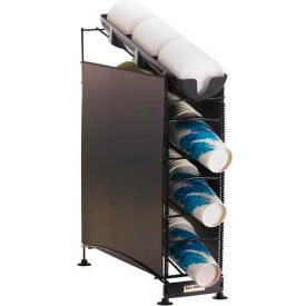 4 Tier, 3 Cup Dispensers & 1 Lid Organizer, 2 Side Panels, White