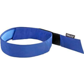 Chill-Its Evaporative Cooling Bandana with Built-In Cooling Towel, Hook & Loop Closure, Solid Blue