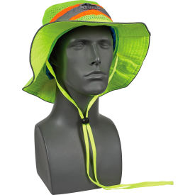 Chill-Its Evaporative Class Headwear Hi-Vis Ranger Hat with Built-In Cooling Towel, Lime, L/XL