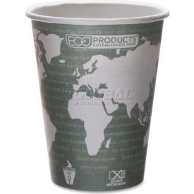Hot Paper Cups, World Art, 12 Oz., Plant-Based Resin Inner Lining, 50/Pack, Gray