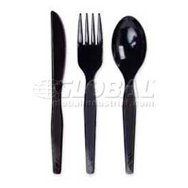 Teaspoons, Plastic, Black, 1000/Carton