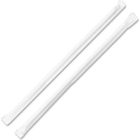 Straws, Jumbo, Wrapped, 7-3/4"L, 500/Pack, Translucent