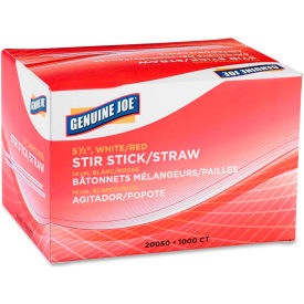Stirrers, 5-1/2"L, Plastic, 1,000/Box, White/Red