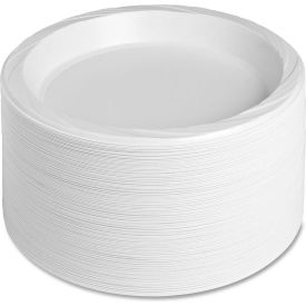 Plastic Plates, 10-1/4" Diameter, White, 125 plates/pack