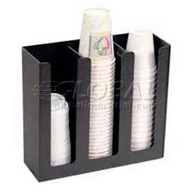 Cup/Lid Holder, 3 Columns, 12-3/4"W x 4-1/2"D x 11-3/4"H, Black