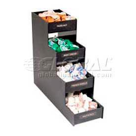 Narrow Condiment Organizer, 8 Compartments, 6"W x 19"D x 16"H, Black