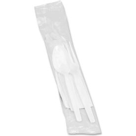 Wrapped Cutlery Kit, Plastic, White, 250/Carton