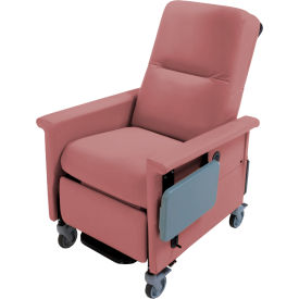 Medical Recliner with Swing Arms and Infinite Recline, Push Bar & Side Table, Cranberry