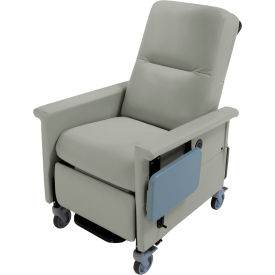 Medical Recliner with Swing Arms and Infinite Recline, Push Bar & Side Table, Gray