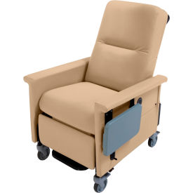 Medical Recliner with Swing Arms and Infinite Recline, Push Bar & Side Table, Natural