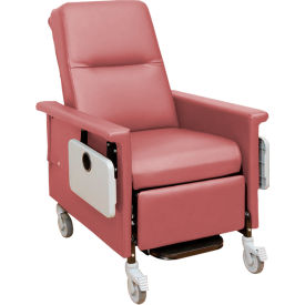 Medical Recliner with Infinite Recline, 5" Casters, Push Bar & Side Table, Tea Rose