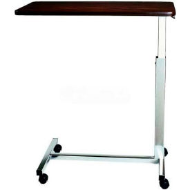 Economy Overbed Table, No Vanity, Spring Assisted Lift, 15" x 30" Top, Walnut