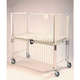 Infant Standard Crib, 30"W x 44"L x 61"H, Flat Deck with Plexi End, Epoxy