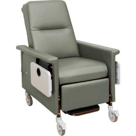 Medical Recliner with Infinite Recline, 5" Casters, Push Bar & Side Table, Gray