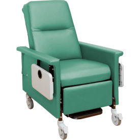 Medical Recliner with Infinite Recline, 5" Casters, Push Bar & Side Table, Iced Mint