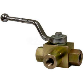 Buyers 3 Port High Pressure Ball Valve, 5000 Max Pressure, 1/2" NPTF