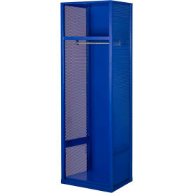 Welded Gear Locker w/ Top Shelf, 24"W x 18"D x 72"H, Blue, Assembled