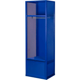 Gear Locker w/ Top Shelf & Footlocker, 24"W x 18"D x 72"H, Blue, All-Welded