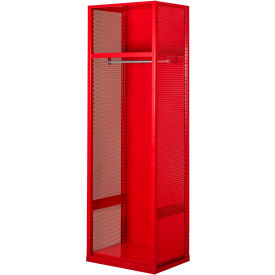 Welded Gear Locker w/ Top Shelf, 24"W x 24"D x 72"H, Red, Assembled