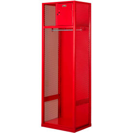 Welded Gear Locker w/ Top Shelf & Security Box, 24"W x 18"D x 72"H, Red, Assembled