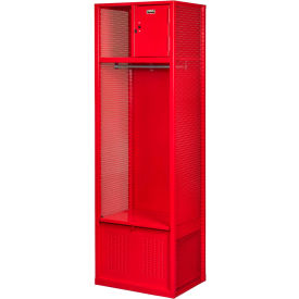 Welded Gear Locker w/ Security Box & Footlocker, 24"W x 24"D x 72"H, Red, Assembled
