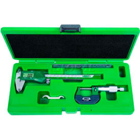 3-Piece Digital Caliper, Micrometer & Steel Rule Measuring Set