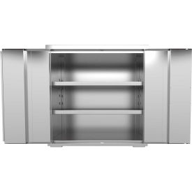 Stainless Steel Counter Height Cabinet, 48"W x 24"D x 37"H, Assembled, Gray