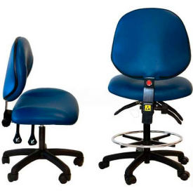 1000 Series Chair, ESD Clean-Room Vinyl, Nylon Base, 18"-23"H, Black
